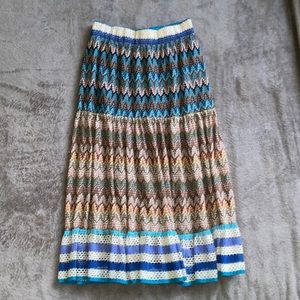 hippie vibe thrifted crochet maxi skirt (brand: lapis, size L, fits like M)